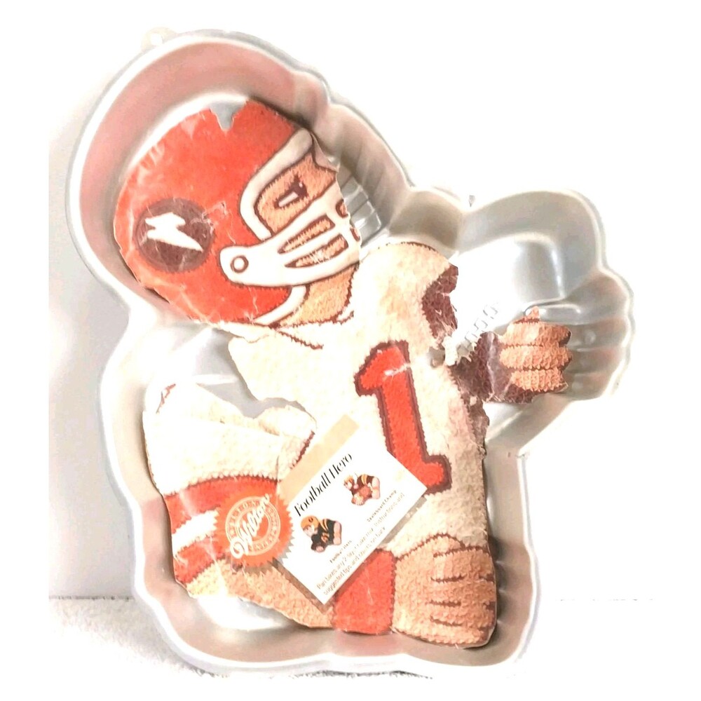 Vintage Wilton "Football Hero" Cake Pan With Recipe 12x7.75x3 #C005